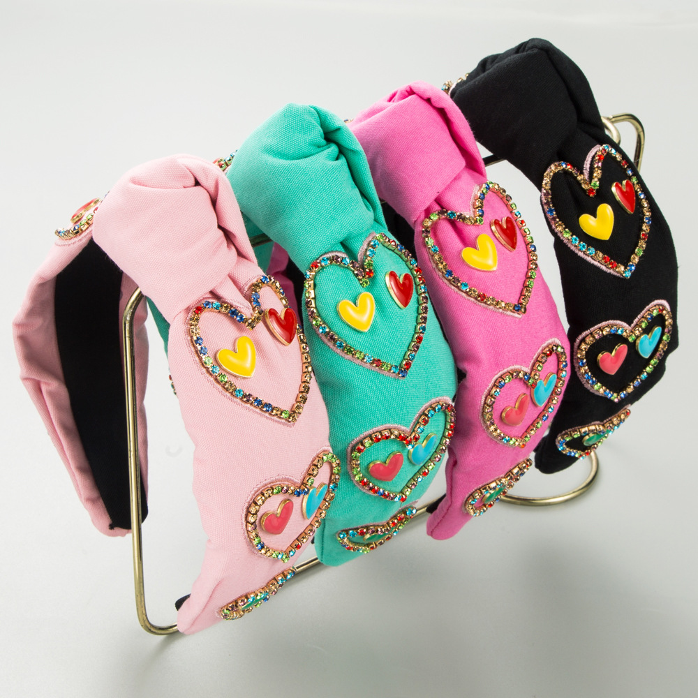 Women'S Accessories Rainbow Shops - Romantic Double Heart Charm Headband Rainbow