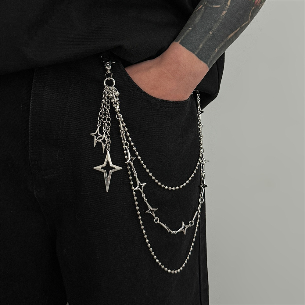 Women'S Jeans Accessories Chain - Punk Multilayer Metal Star Pendant Pant