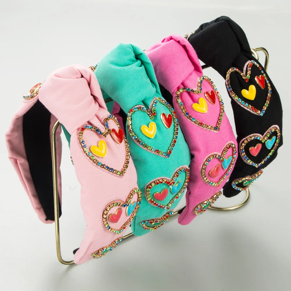 Women'S Accessories Rainbow Shops - Romantic Double Heart Charm Headband Rainbow