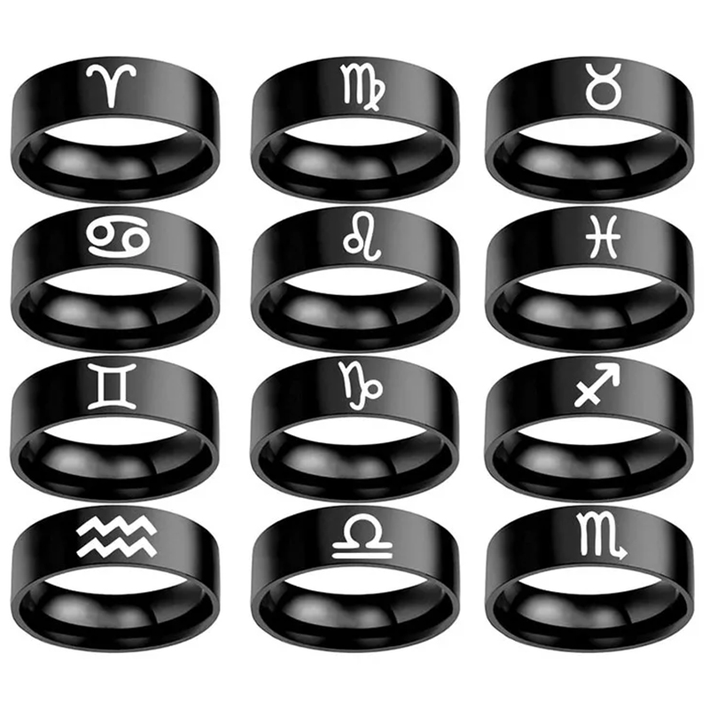 12 Zodiac Sign Rings Stainless - Women Accessories Name In English review and price
