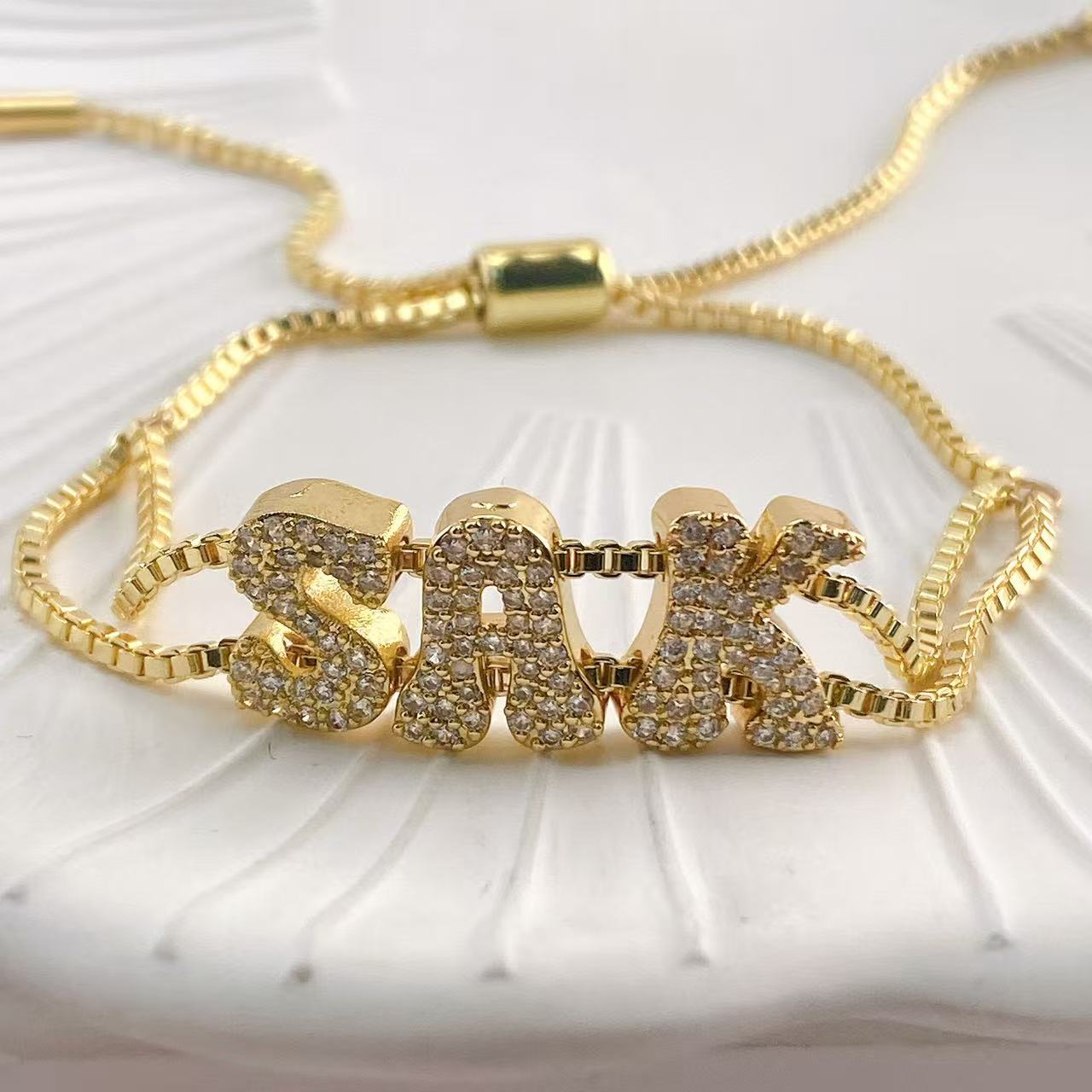Fashionable gold DIY name brac - Women Accessories Name In English review and price
