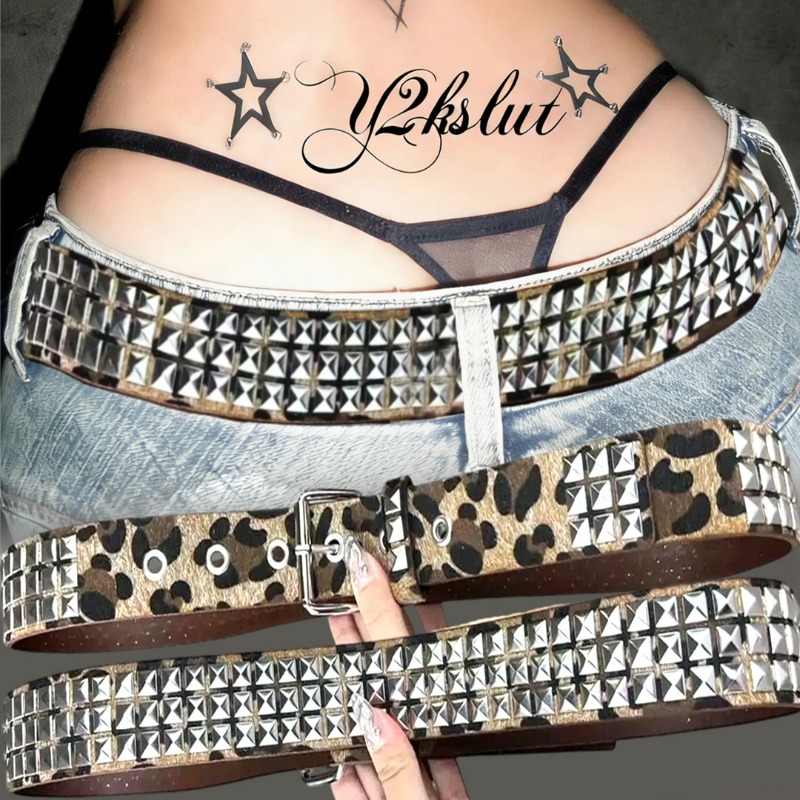 Y2K Leopard Rivet Belt Square  - Women'S Jeans Accessories Chain review and price