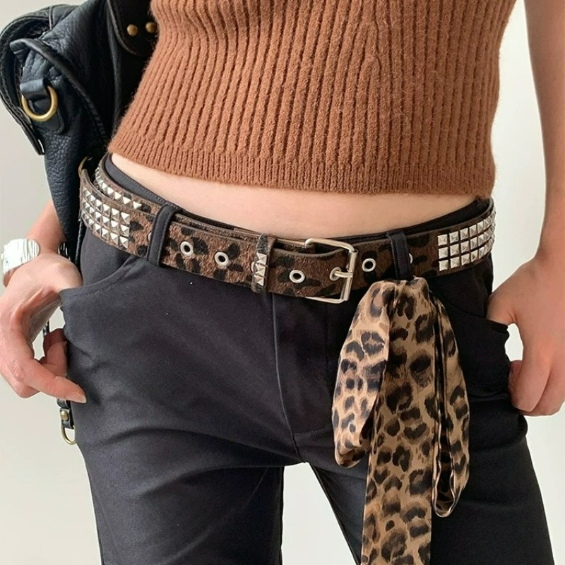Y2K Leopard Rivet Belt Square  - Women'S Jeans Accessories Chain review and price