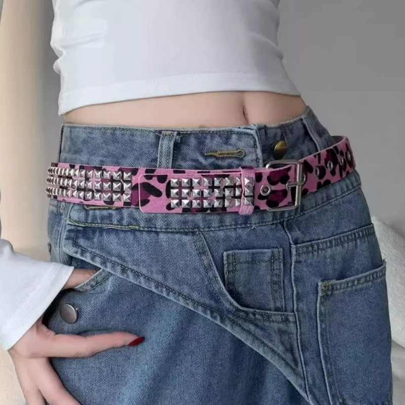 Y2K Leopard Rivet Belt Square  - Women'S Jeans Accessories Chain review and price
